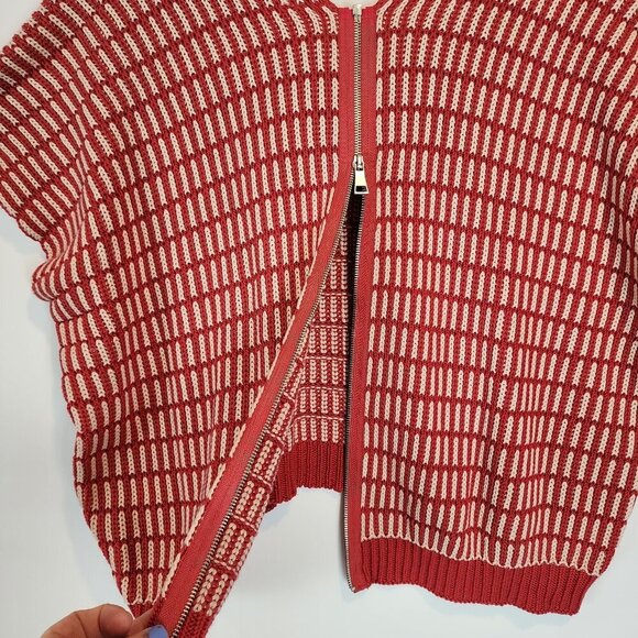 Free People Something Special Oversized Boxy Fit‎ Sweater Functional Zip Back XS - Picture 5 of 11